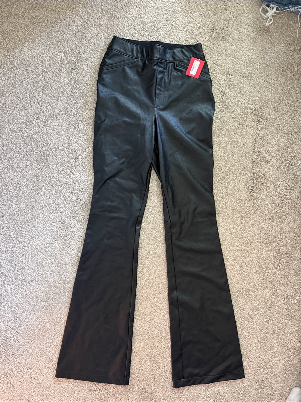 SPANX Black Faux Leather Flare Pants
